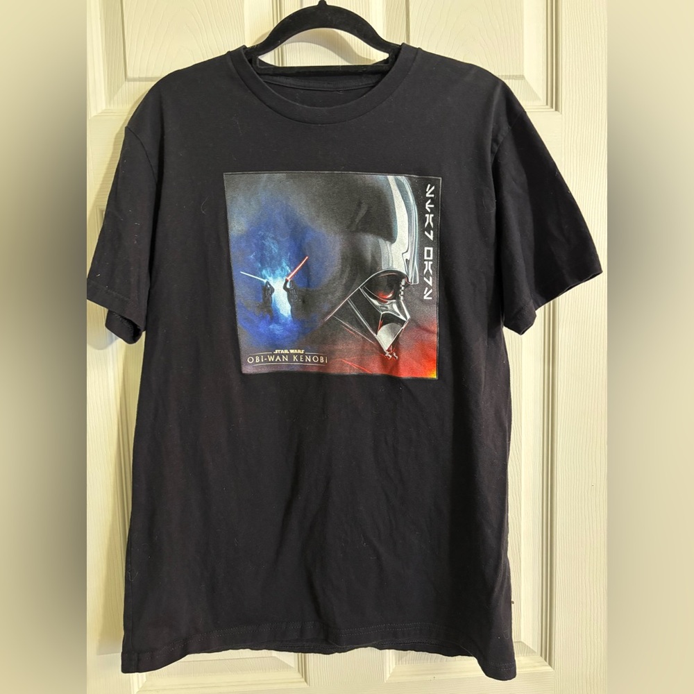 Disney Black Star Wars Obi-Wan Kenobi Lightsaber Graphic Tee Shirt